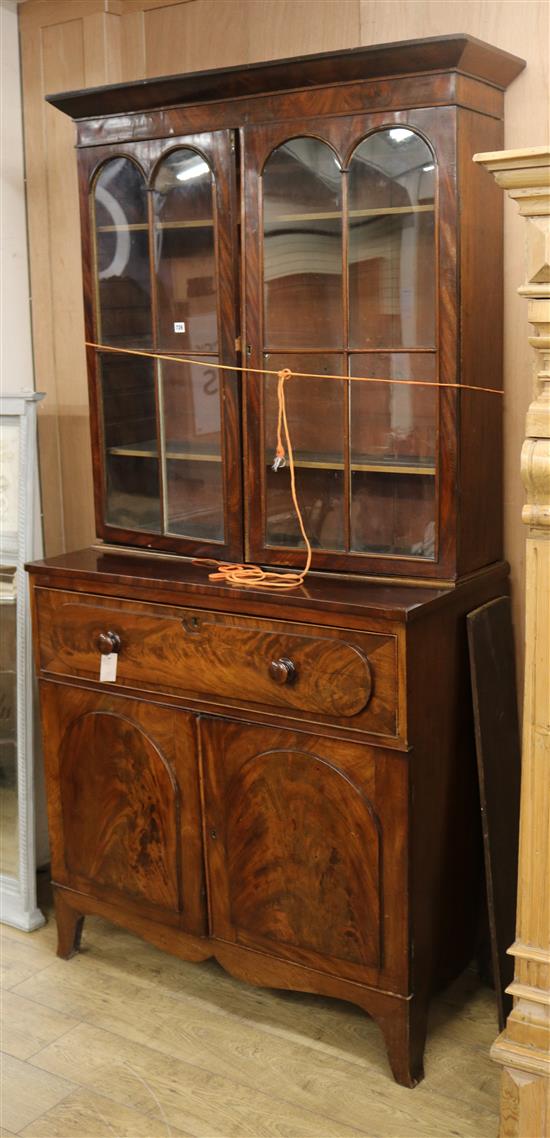 An early Victorian mahogany secretaire bookcase W.110cm